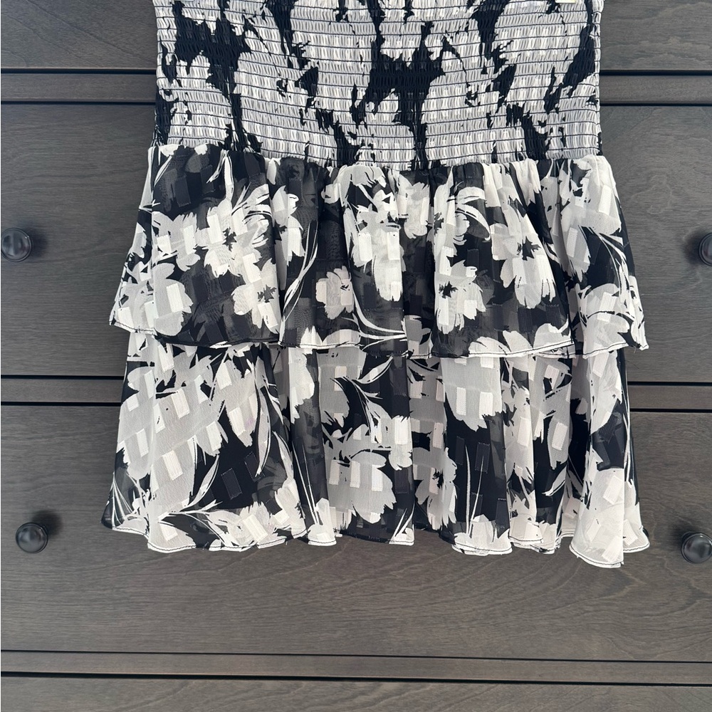 Milly Black and White Tiered Mini Skirt